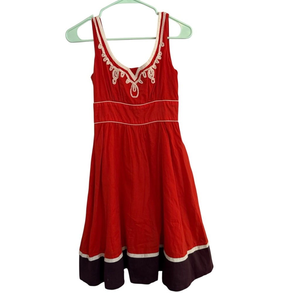 Floreat orange peasant Embroidered Dress size 2 - Picture 2 of 14